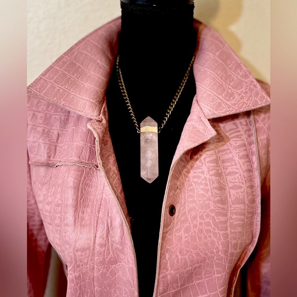 Genuine leather pink jacket. *NWT* Necklace SOLD! - Picture 3 of 6